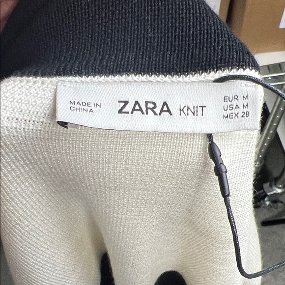 ZARA Knit Black & White Colorblock Zip-Up Jacket Size M - Picture 5 of 8